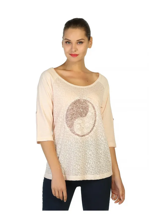 Dantelli Payetli Bluz - Kayısı