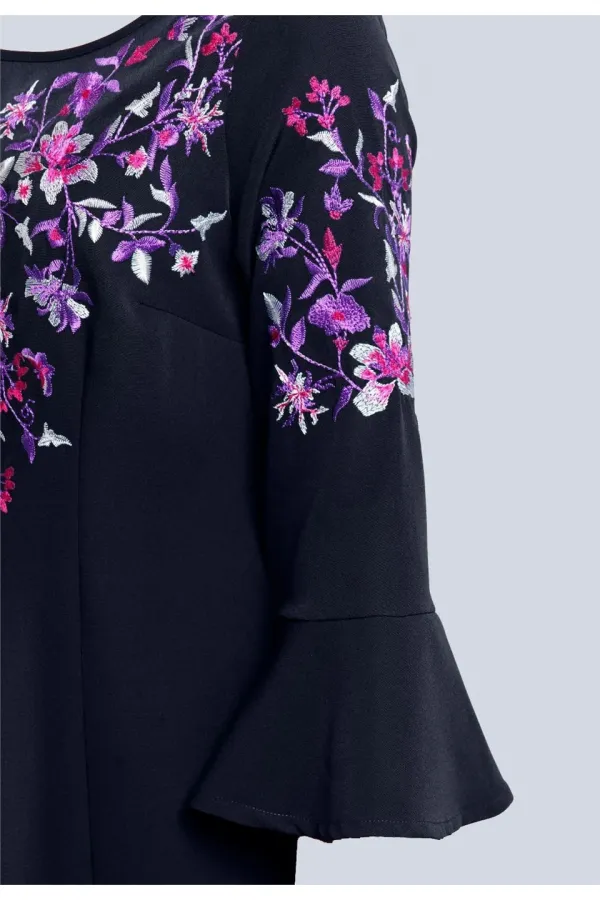 Nakış İşleme Elbise - Lacivert