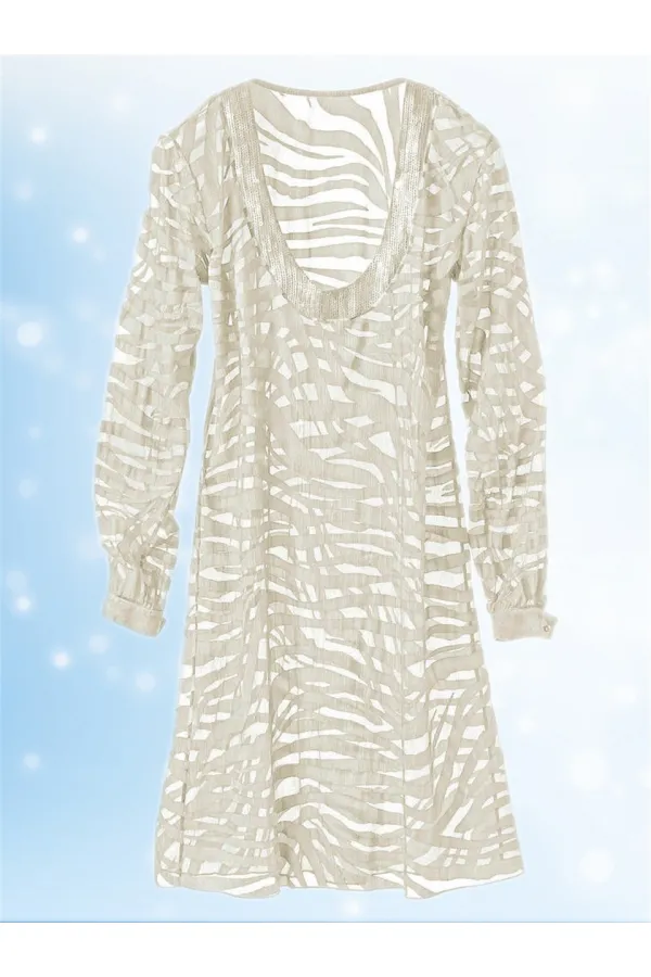 İpek Plaj Tunik  - Kırık Beyaz