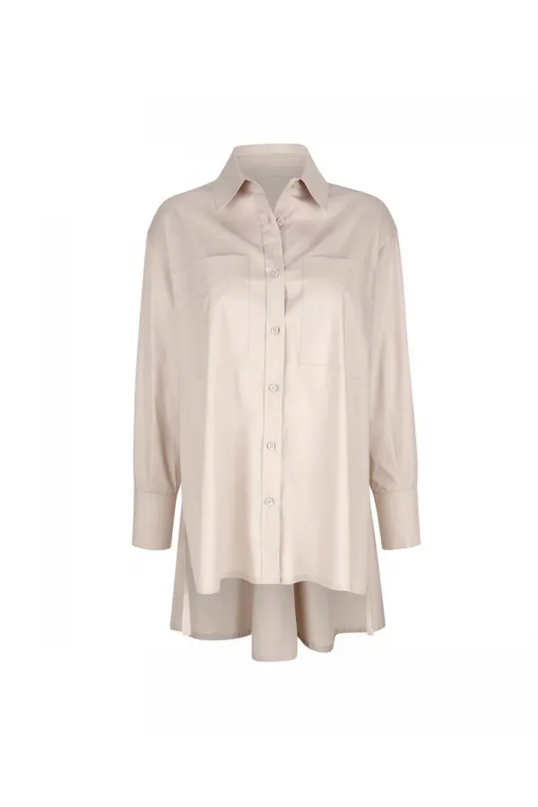 Chemise longue et confortable - Beige