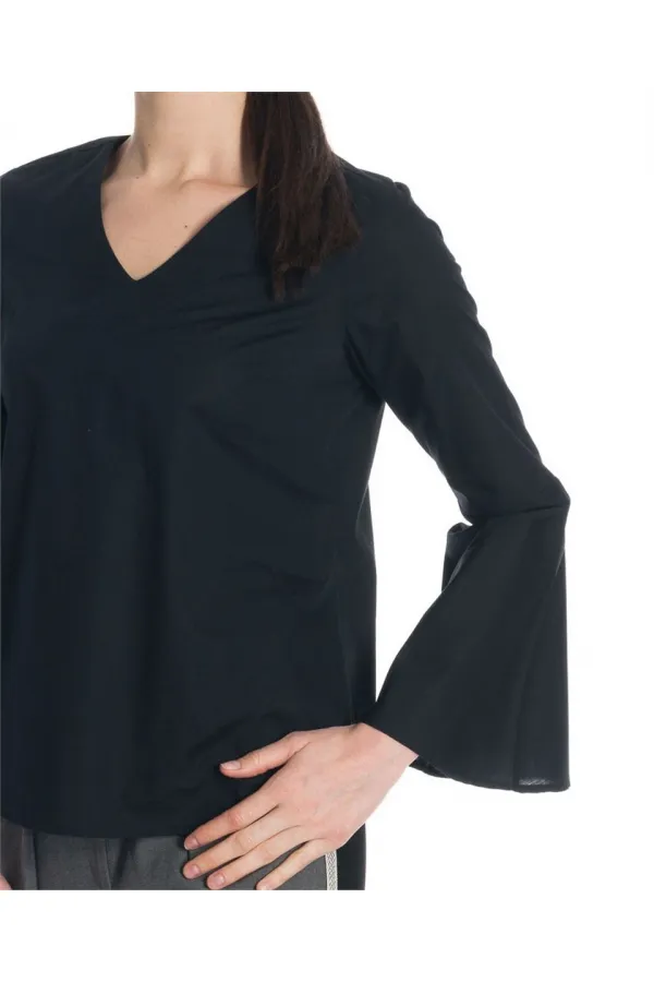 Kolları Volan Bluz - Siyah