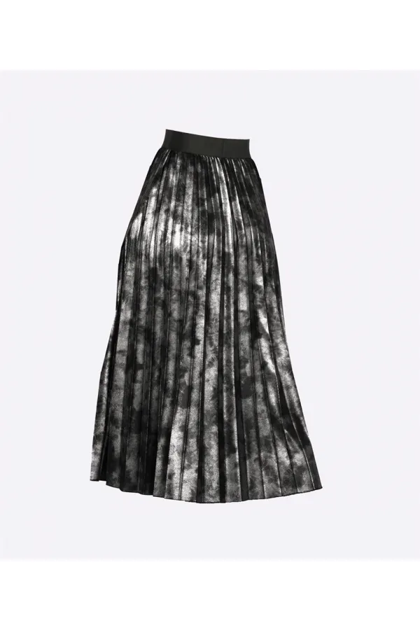 Pilili Metalik Etek - Siyah