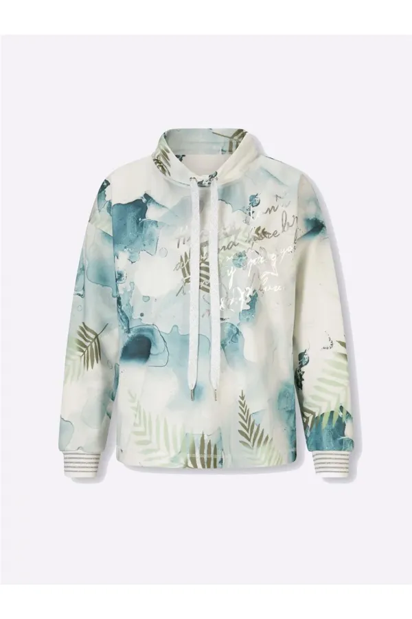 Baskılı Sweatshirt - Ekru