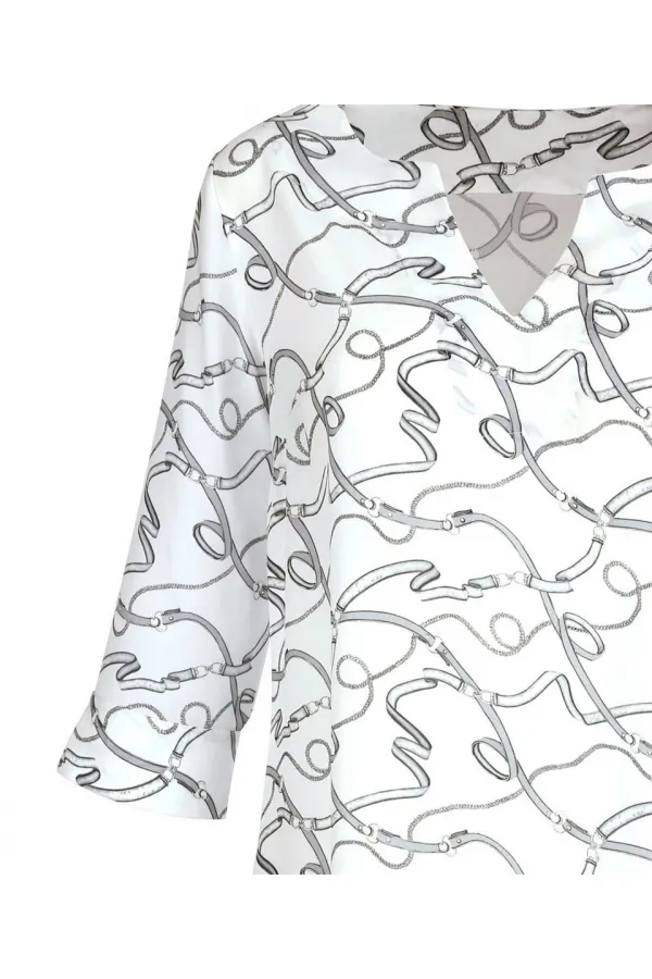 Printed Chiffon Tunic - White