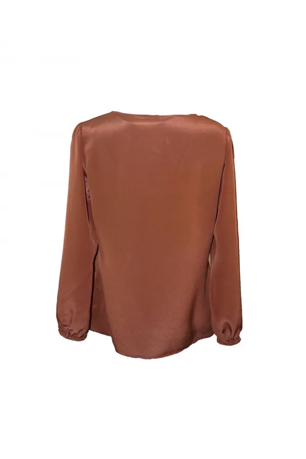 Saf İpek Bluz - Taba