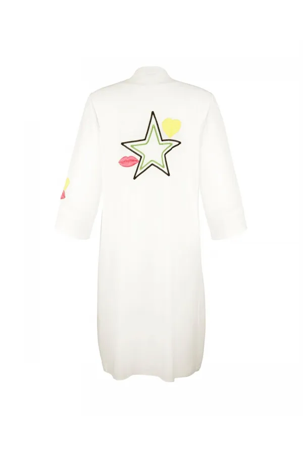 2 Parça Uzun Bluz - Beyaz