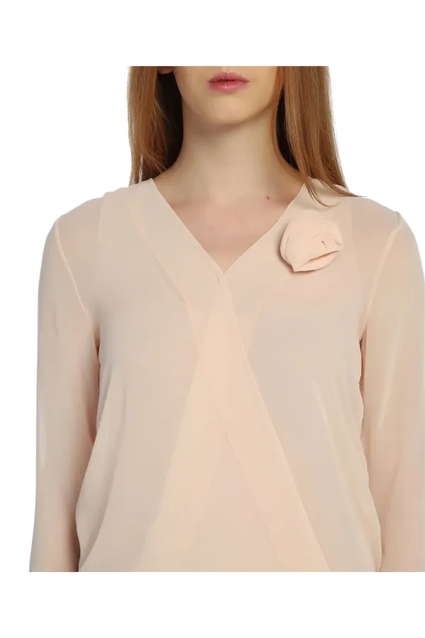 Şifon Bluz - Pudra