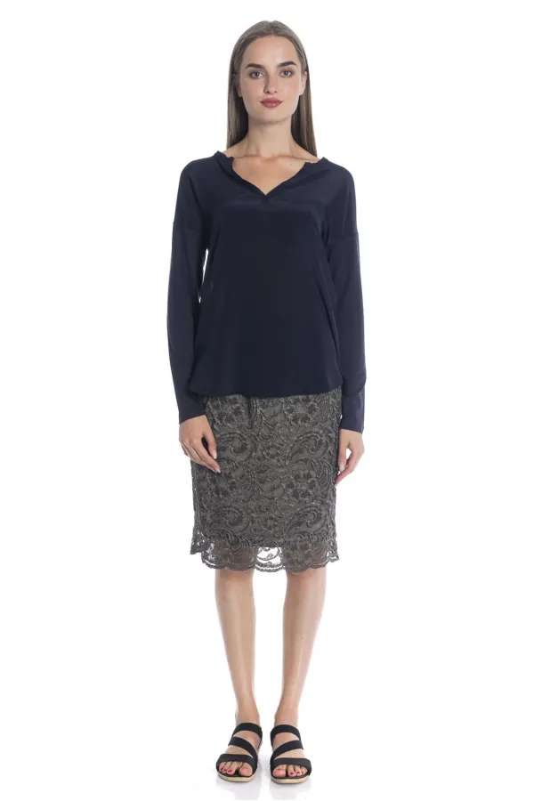 İpek Bluz - Lacivert