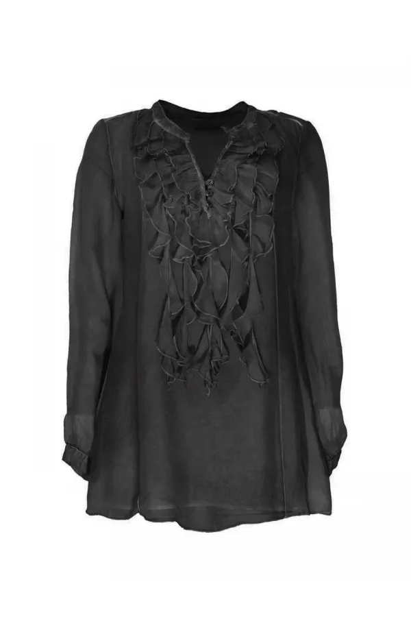 Silk Chiffon Blouse - Black