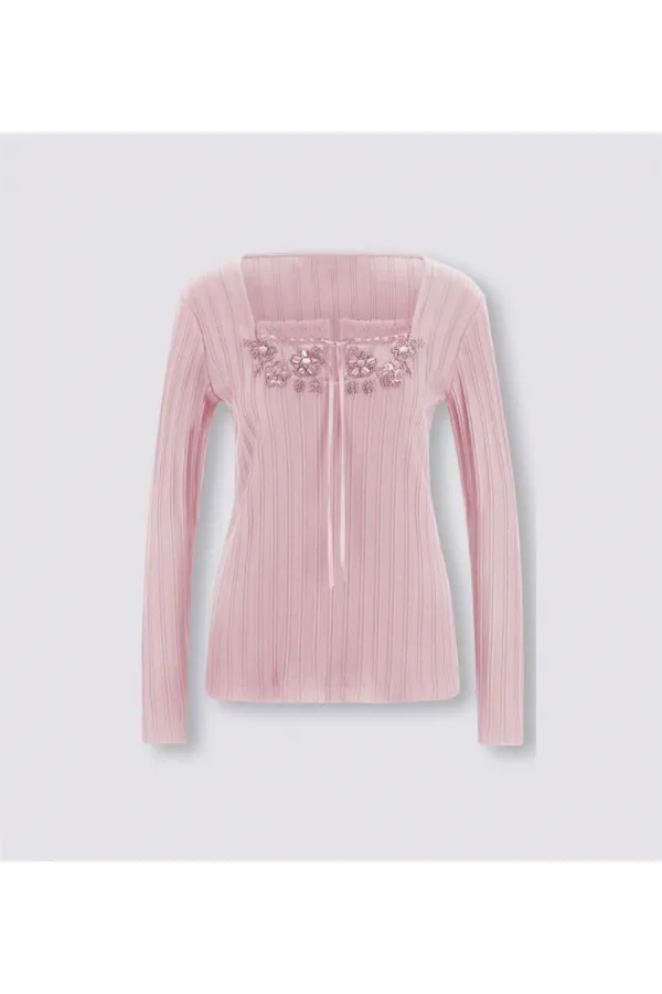 T-shirt brodé - Rose