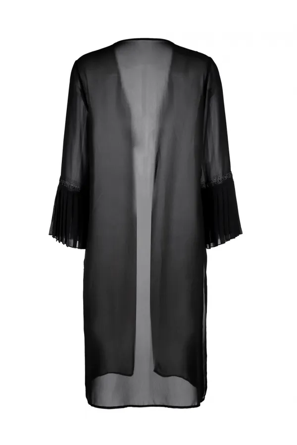 Uzun Şifon Hırka - Siyah