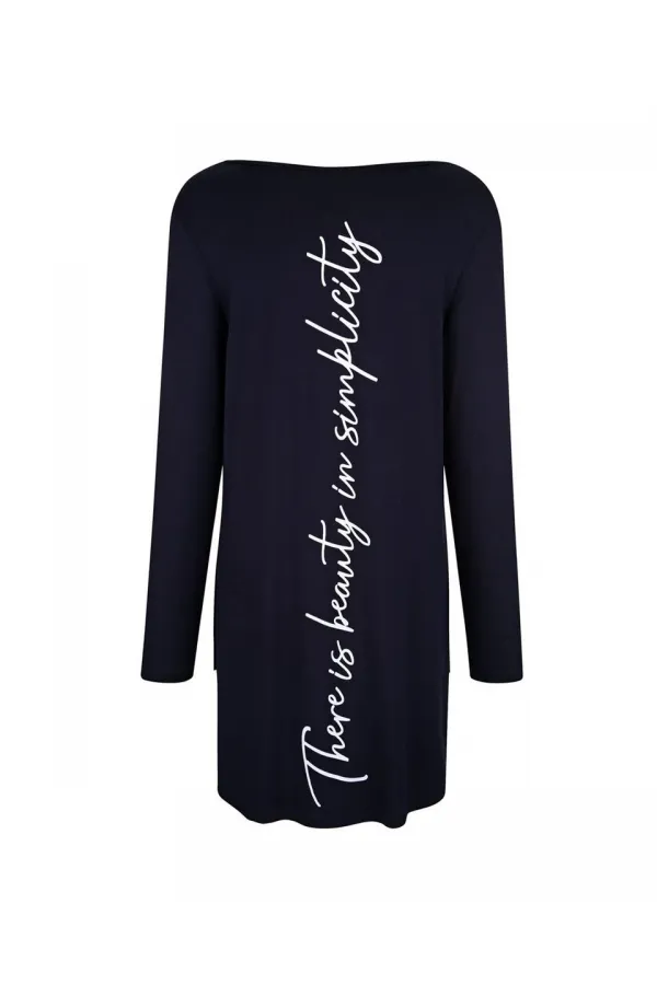 Baskılı Uzun Tişört - Lacivert