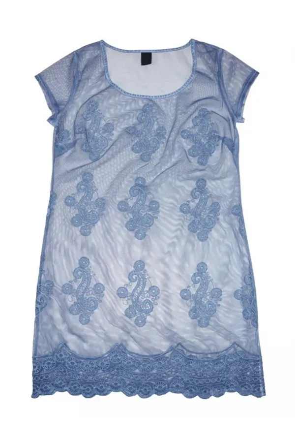Dantelli Elbise - Mavi