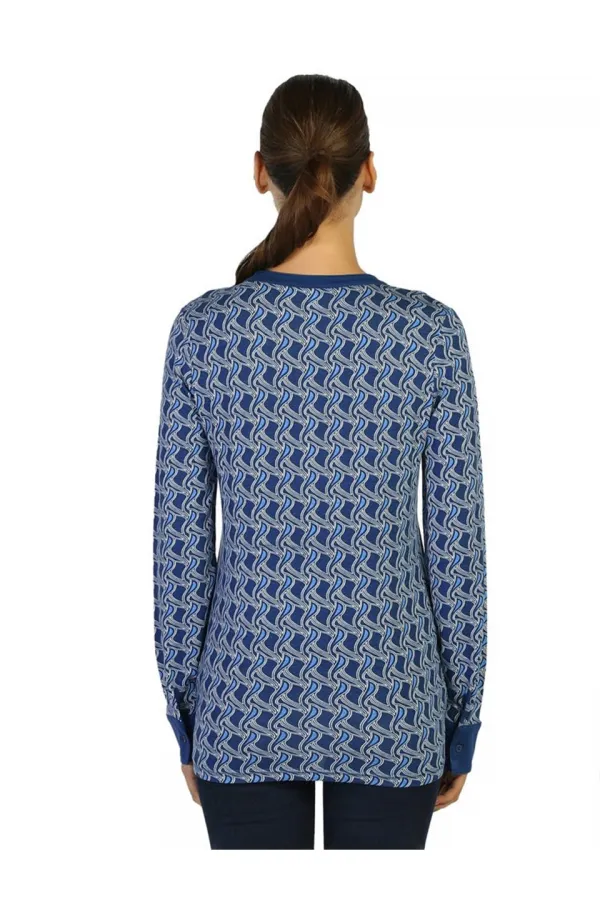 Uzun Kollu baskılı Tişört - Royal