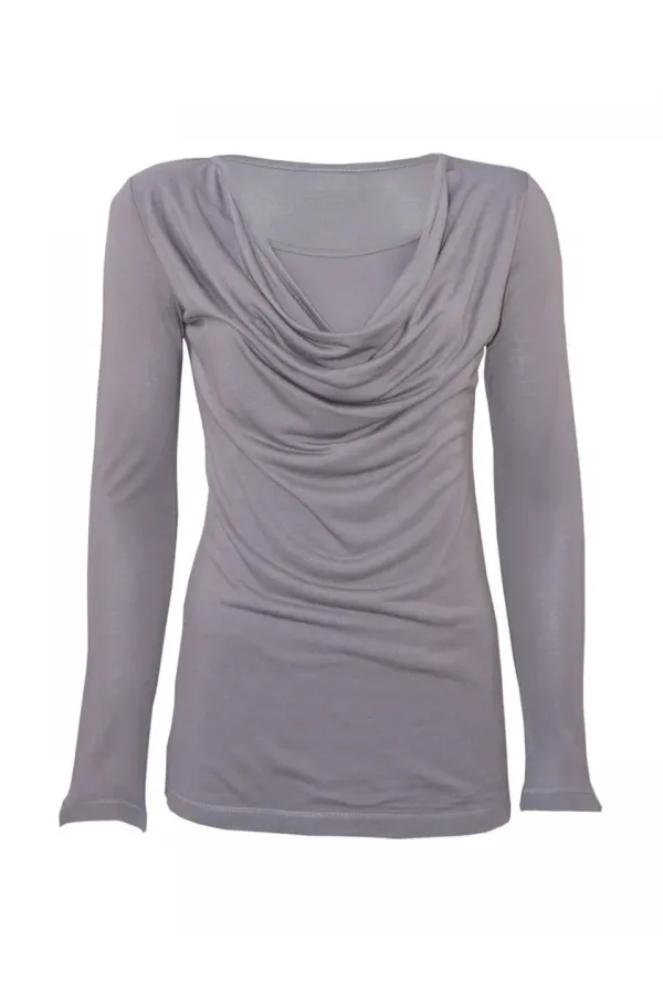 Degaje yaka T-shirt - Taş