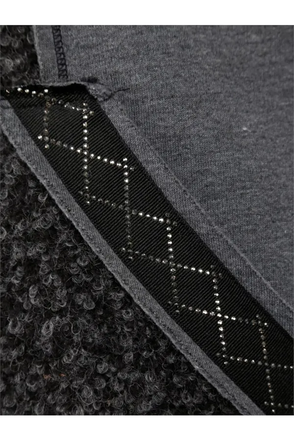 Veste longue en laine à capuche - Anthracite