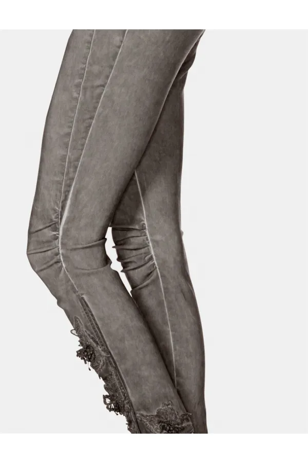 Skinny Dantel Pantolon - Vizon