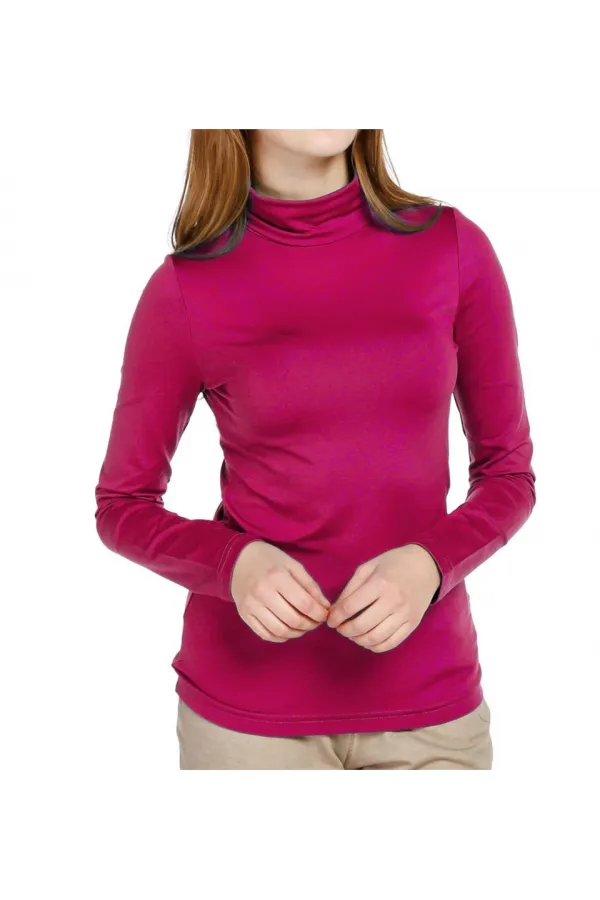 Turtleneck T-Shirt - Fuchsia