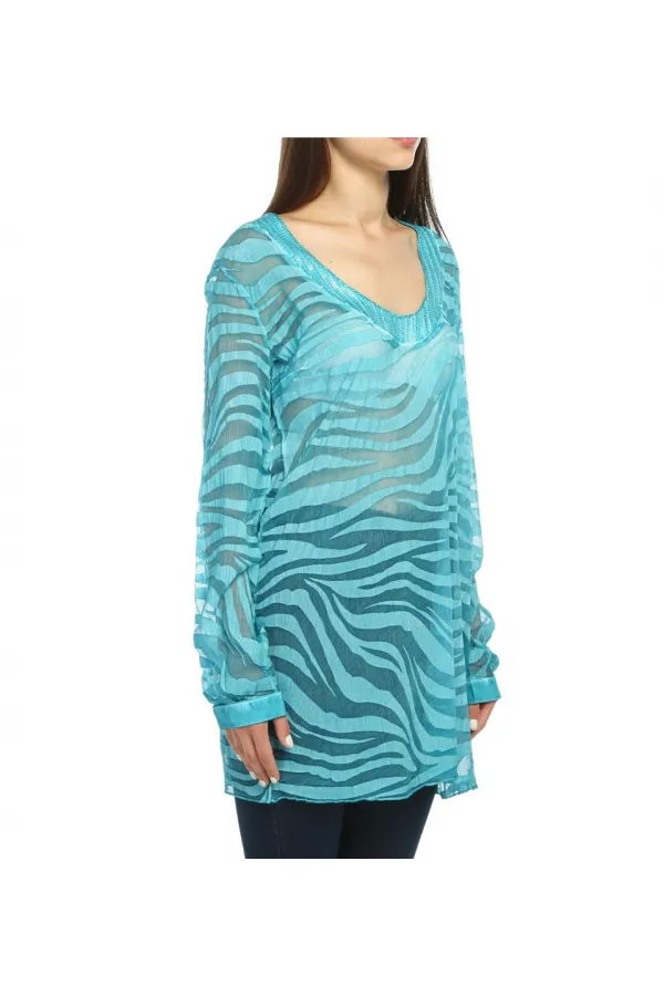 Tunique de plage en soie - Turquoise