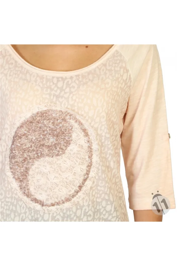 Dantelli Payetli Bluz - Kayısı