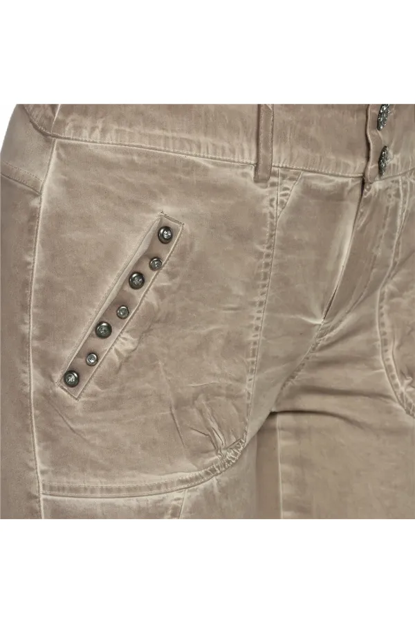 Yağlı Boya Taşlı Pantolon - Vizon