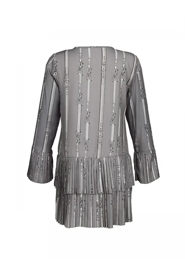 Basklılı Uzun Bluz - Vizon