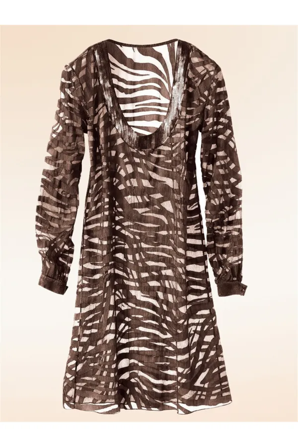 İpek Plaj Tunik  - Kahve