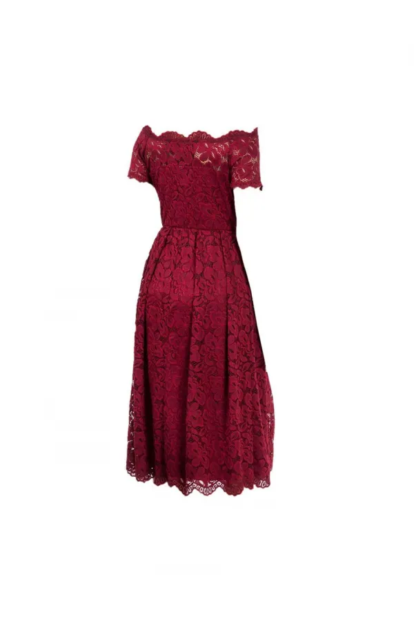 Dantelli Elbise - Kırmızı