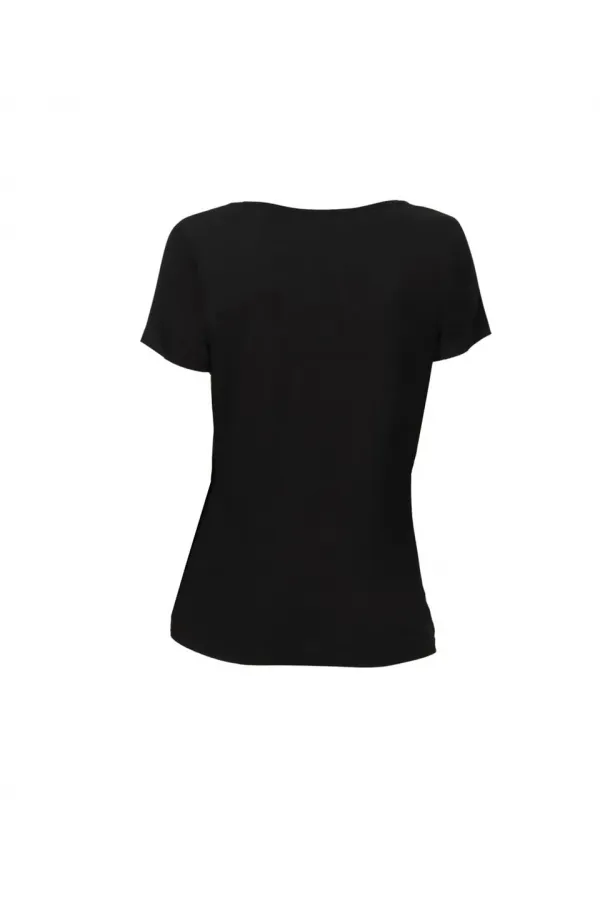 Payetli Baskılı Tişört - Siyah