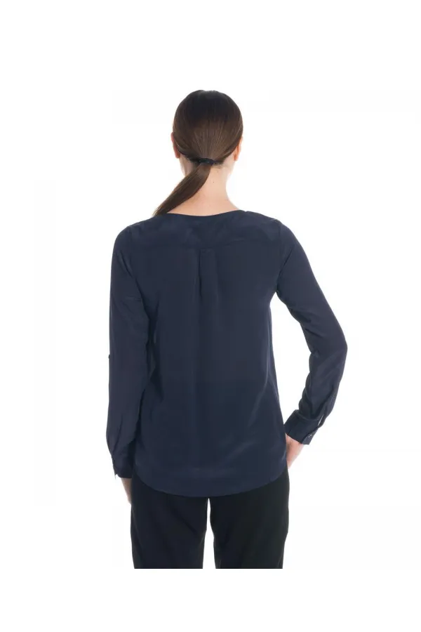 Chemise en pure soie - Bleu marine