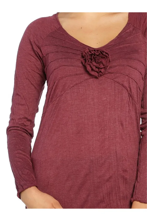 Casual Uzun Tişört - Böğürtlen