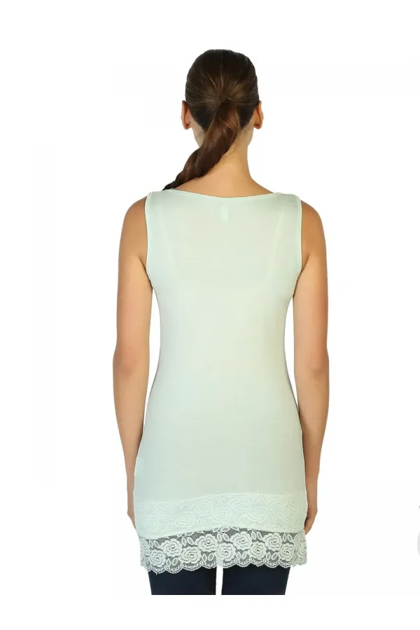 Dantelli Payetli Bluz - Nane Yeşili