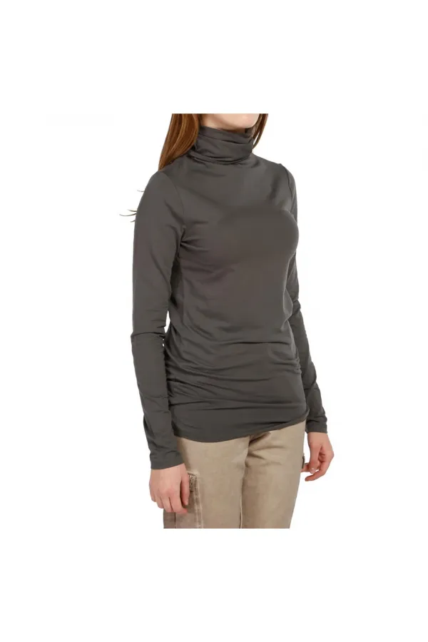 Basic Boğazlı Tişört - Gri