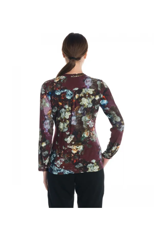 Chemise à imprimé floral - Bordeaux