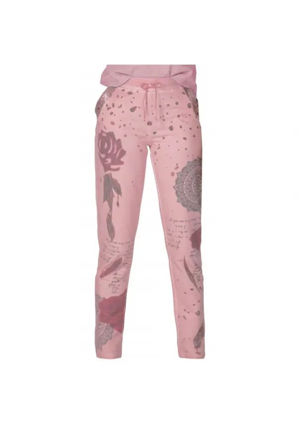 Baskılı Pantolon - Gül Kurusu