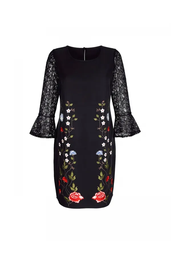 Embroidered Dress - Black