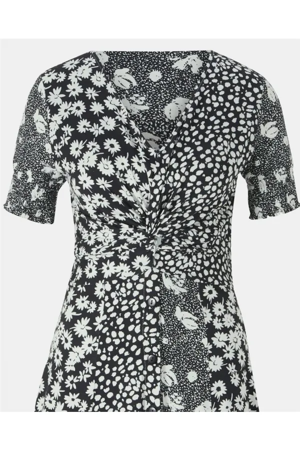 Baskılı Elbise - Siyah