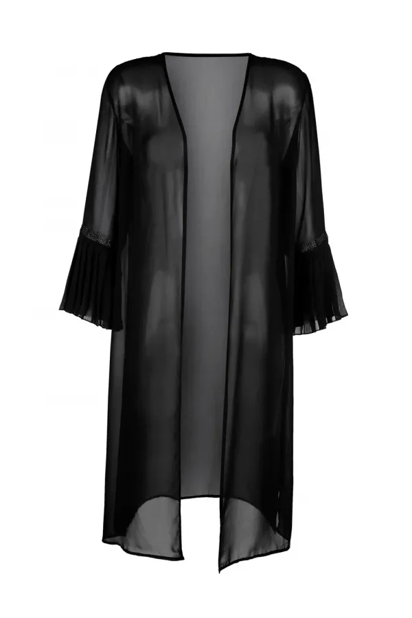 Uzun Şifon Hırka - Siyah