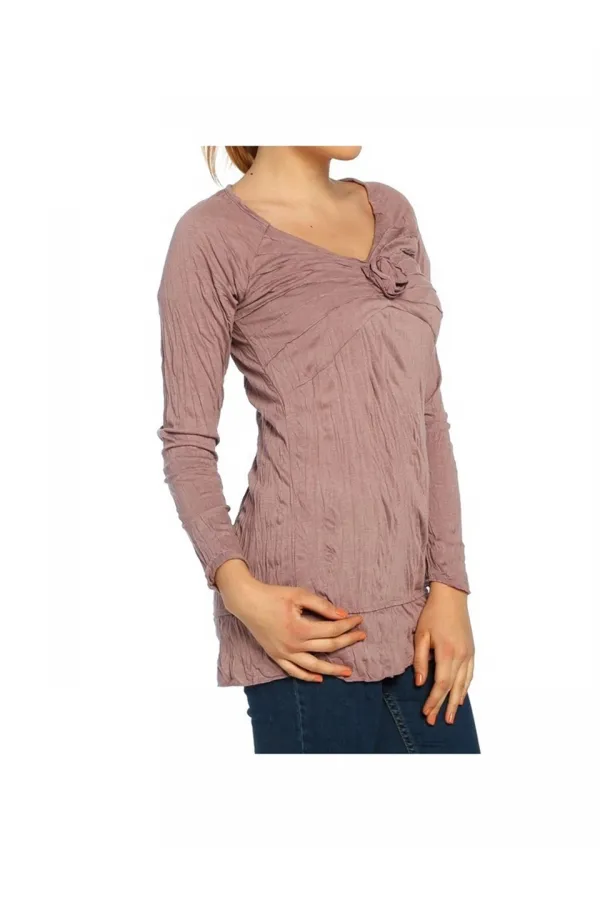 Casual Uzun Tişört - Gül Kurusu