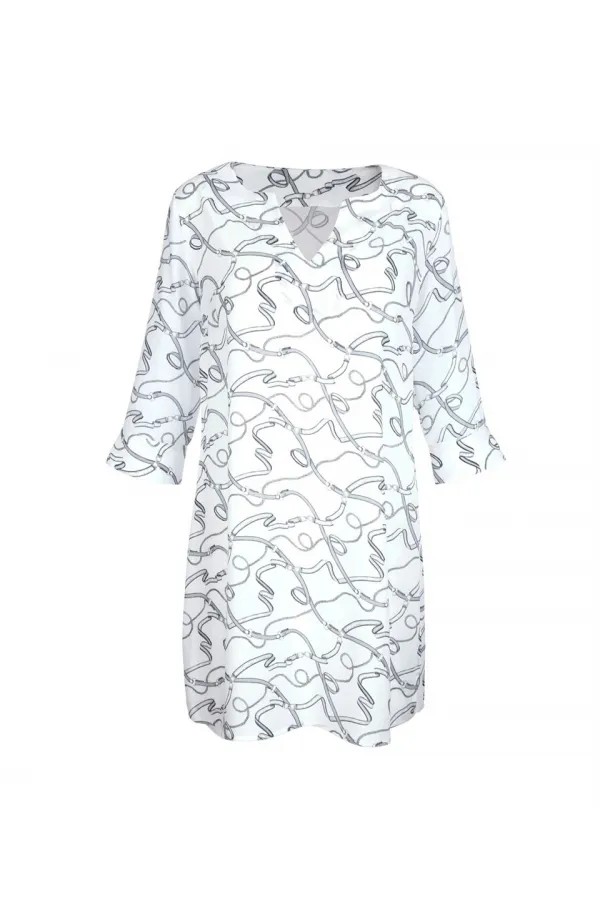 Printed Chiffon Tunic - White