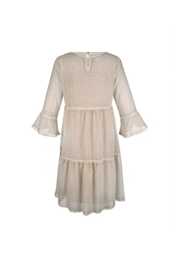 Ponpon Şifon Elbise - Kum