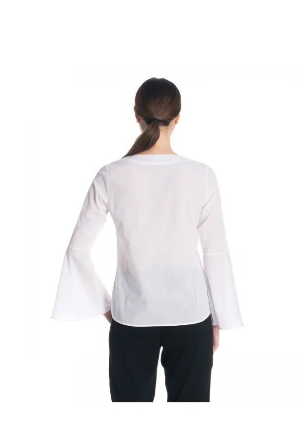 Kolları Volan Bluz - Beyaz
