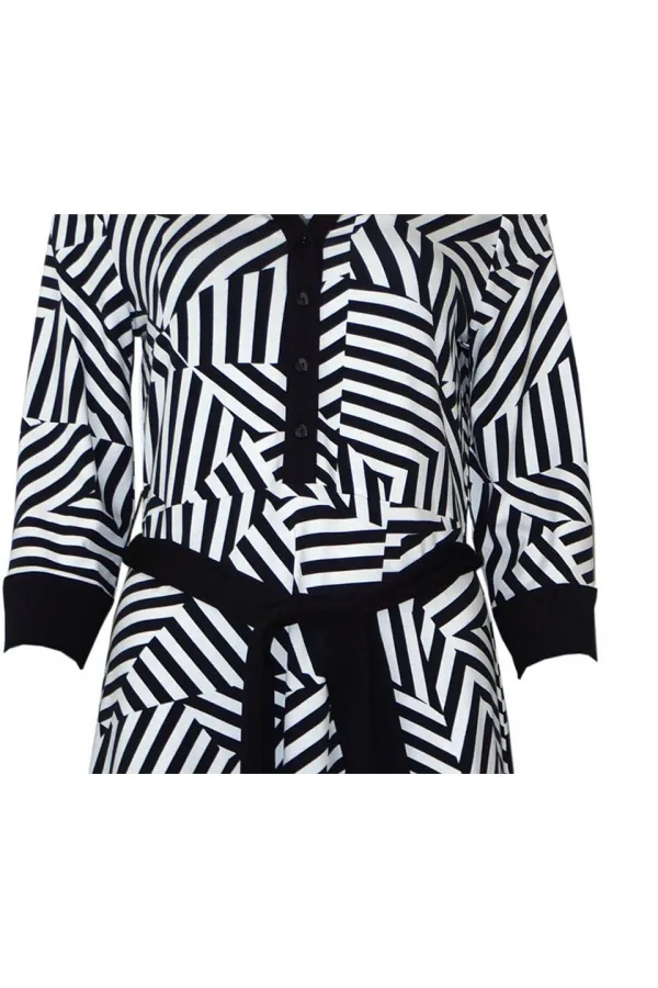 Yumuşak Esnek Form Elbise - Çizgili