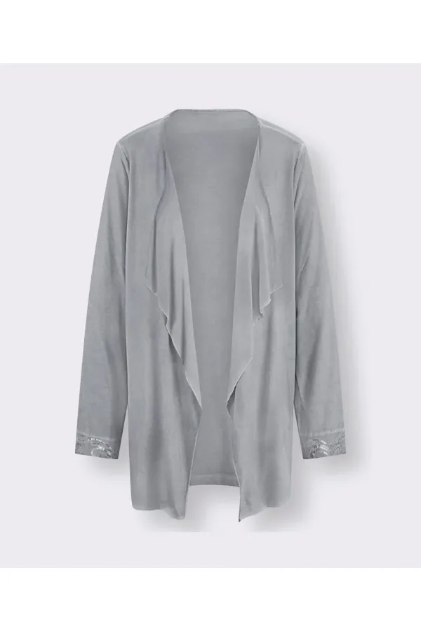 Kolu Payetli Hırka - Gri