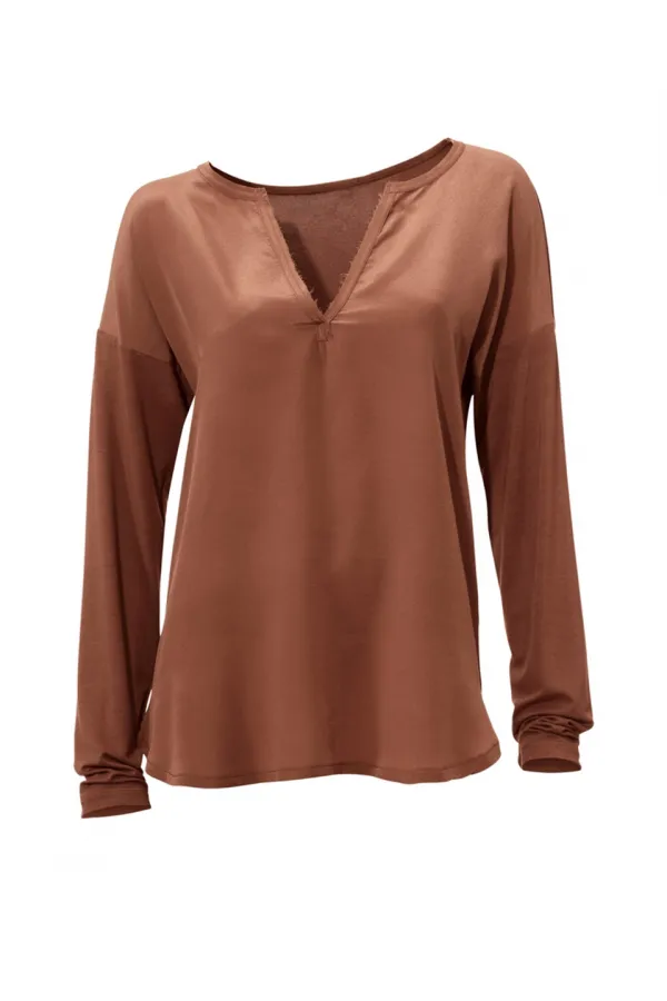 İpek Bluz - Camel
