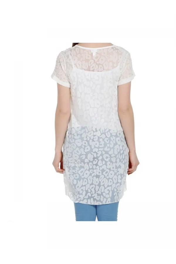 İpek Leopar Desenli Plaj Elbise - Krem