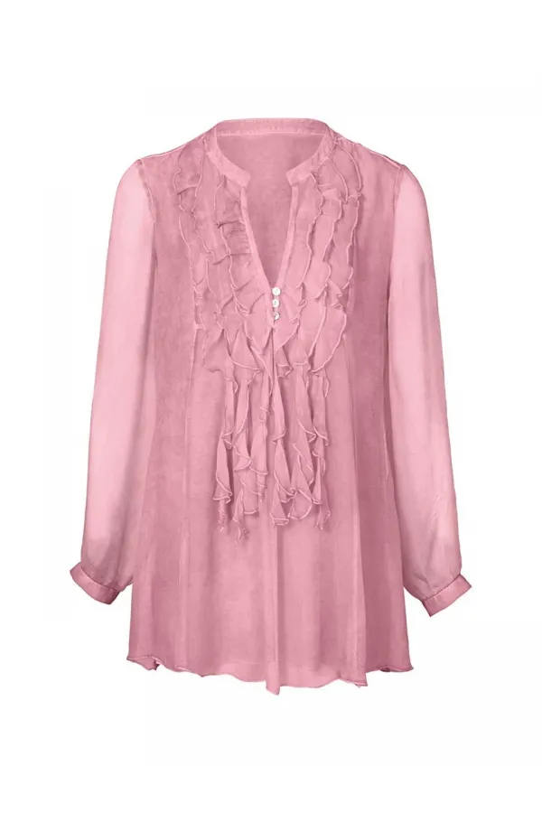 İpek Şifon Bluz - Gül Kurusu