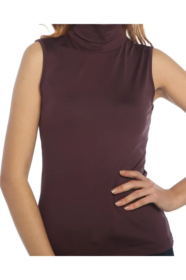 Basic Boğazlı Tişört - Bordo