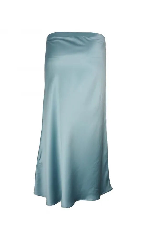Saten Uzun Etek - Yeşil