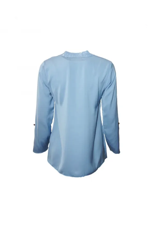 Payetli Bluz - Mavi